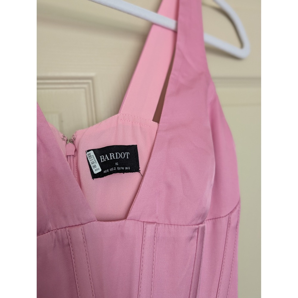 Bardot Pink Corset Mini Dress V-Neck Fit and Flare Size 2 - Picture 6 of 7